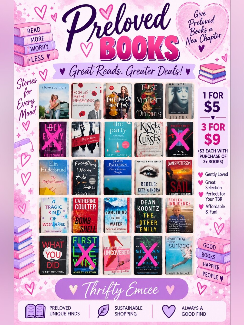 📚 PRELOVED BOOK SALE 📚 1 FOR $5 OR 3 FOR $9 ▪︎ CREATE YOUR CUSTOM BUNDLE!